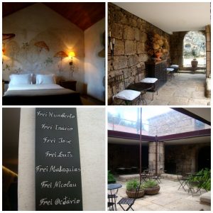 ambientes e quartos com nomes de Frades na Pousada de Belmonte