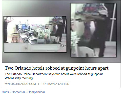 notícias sobre roubos em Orlando em jornal local