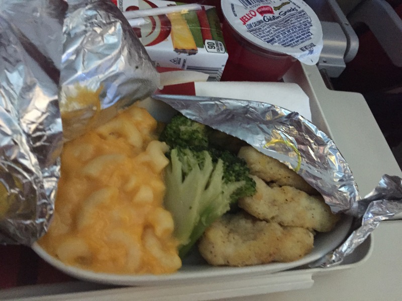 o tal macarrão com queijo e acompanhamentos do prato infantil da TAM