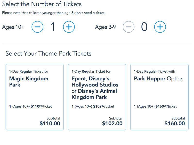 Preços sazonais Disney 