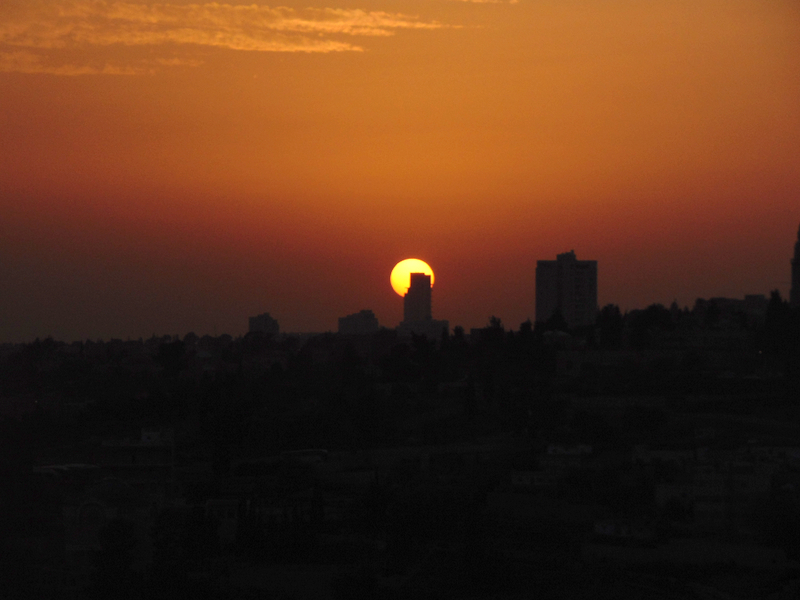 pôr do sol no Monte das Oliveiras